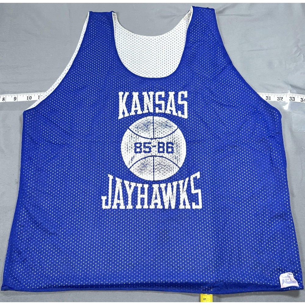 Vintage Team Issued Kansas Jayhawks Practice Jersey Mens XL Blue Basketball 1985